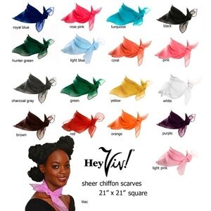 Sheer Chiffon Scarf 50s Style for Head Neck Costume 21" Square - Hey Viv